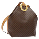 CELINE Macadam Canvas Shoulder Bag PVC Leather Brown Gold Auth 141402-1