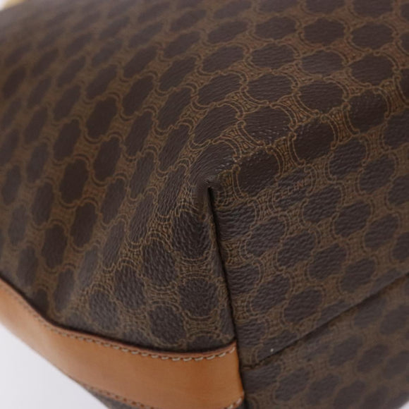 CELINE Macadam Canvas Shoulder Bag PVC Leather Brown Gold Auth 141402