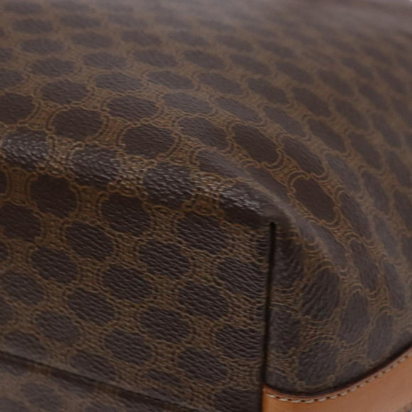 CELINE Macadam Canvas Shoulder Bag PVC Leather Brown Gold Auth 141402