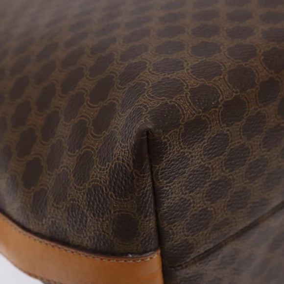 CELINE Macadam Canvas Shoulder Bag PVC Leather Brown Gold Auth 141402