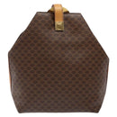 CELINE Macadam Canvas Shoulder Bag PVC Leather Brown Gold Auth 141402-3