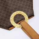 CELINE Macadam Canvas Shoulder Bag PVC Leather Brown Gold Auth 141402-6