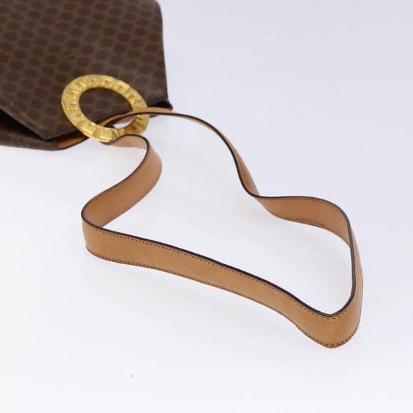 CELINE Macadam Canvas Shoulder Bag PVC Leather Brown Gold Auth 141402