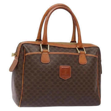 CELINE Macadam Canvas Hand Bag PVC Leather Brown Gold Auth 141403