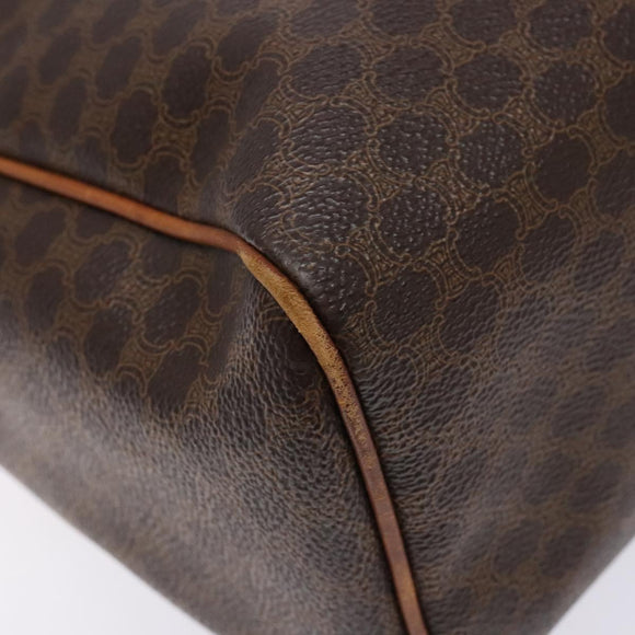 CELINE Macadam Canvas Hand Bag PVC Leather Brown Gold Auth 141403