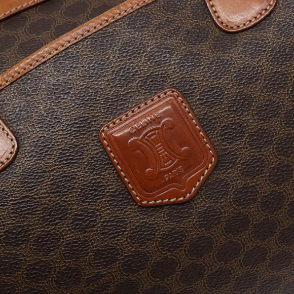 CELINE Macadam Canvas Hand Bag PVC Leather Brown Gold Auth 141403