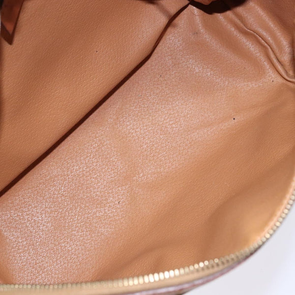 CELINE Macadam Canvas Hand Bag PVC Leather Brown Gold Auth 141403