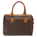 CELINE Macadam Canvas Hand Bag PVC Leather Brown Gold Auth 141403-2