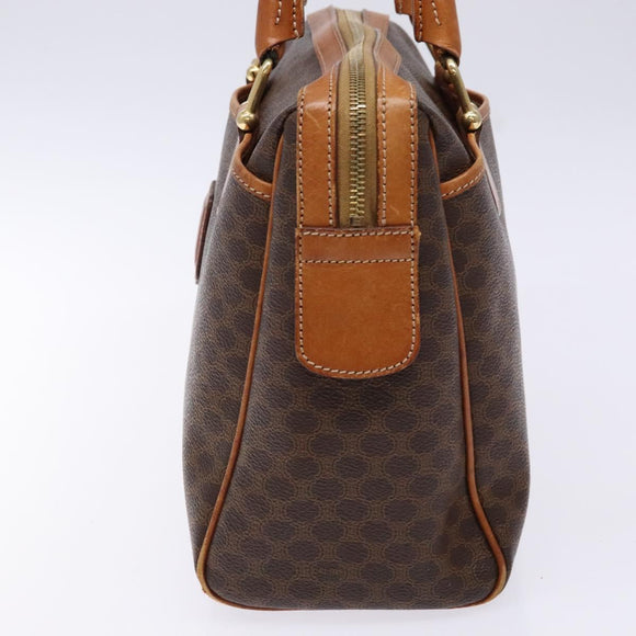 CELINE Macadam Canvas Hand Bag PVC Leather Brown Gold Auth 141403