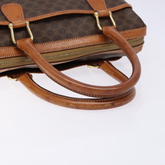 CELINE Macadam Canvas Hand Bag PVC Leather Brown Gold Auth 141403