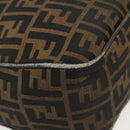 FENDI Zucca Canvas Shoulder Bag Black Brown gold Auth 141407-8