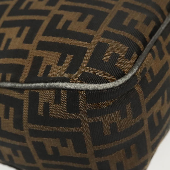 FENDI Zucca Canvas Shoulder Bag Black Brown gold Auth 141407