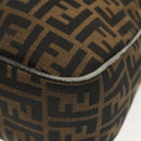 FENDI Zucca Canvas Shoulder Bag Black Brown gold Auth 141407-15