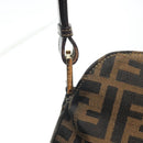FENDI Zucca Canvas Shoulder Bag Black Brown gold Auth 141407-9