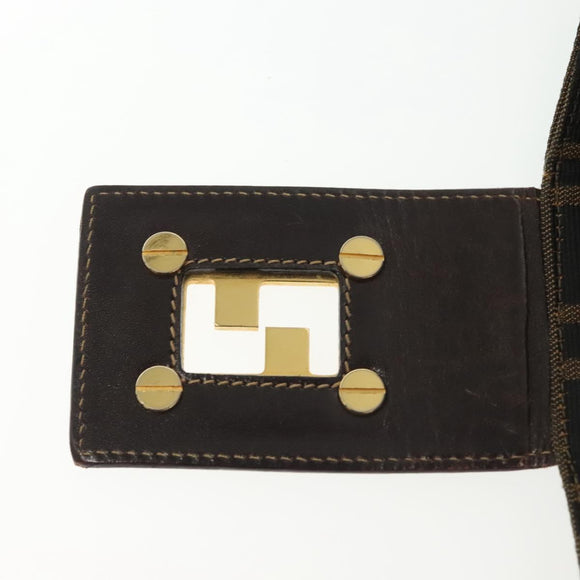 FENDI Zucca Canvas Shoulder Bag Black Brown gold Auth 141407