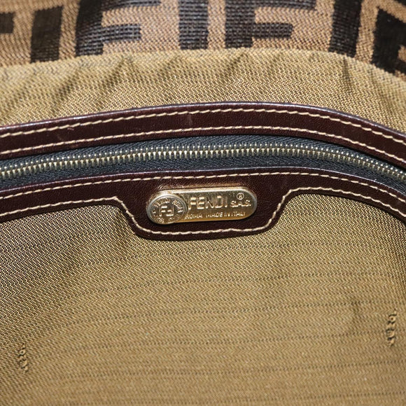FENDI Zucca Canvas Shoulder Bag Black Brown gold Auth 141407