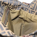 FENDI Zucca Canvas Shoulder Bag Black Brown gold Auth 141407-21