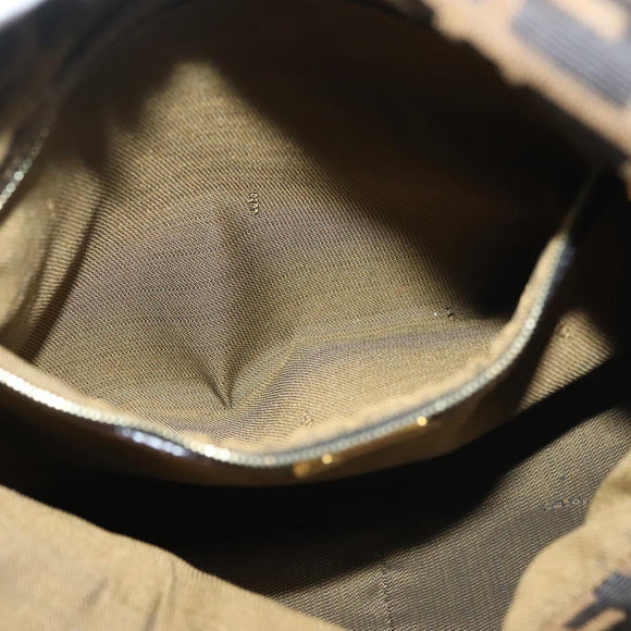 FENDI Zucca Canvas Shoulder Bag Black Brown gold Auth 141407