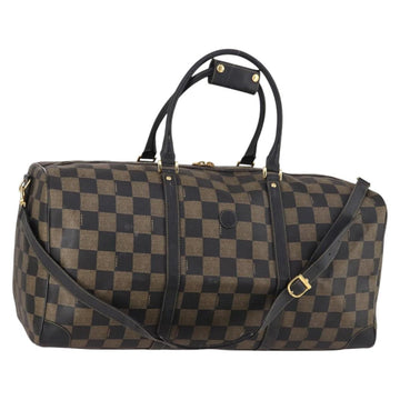 FENDI Pecan Canvas Boston Bag PVC 2way Black Brown Auth 141408