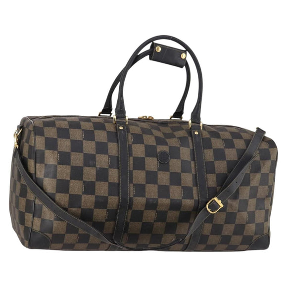 FENDI Pecan Canvas Boston Bag PVC 2way Black Brown Auth 141408