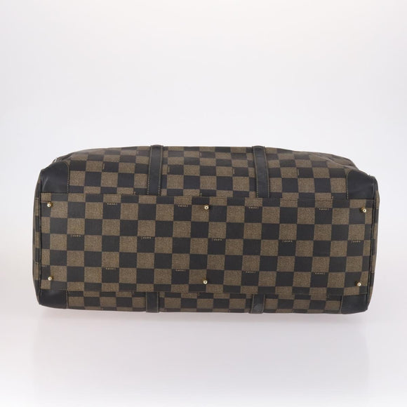 FENDI Pecan Canvas Boston Bag PVC 2way Black Brown Auth 141408