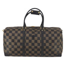 FENDI Pecan Canvas Boston Bag PVC 2way Black Brown Auth 141408-13