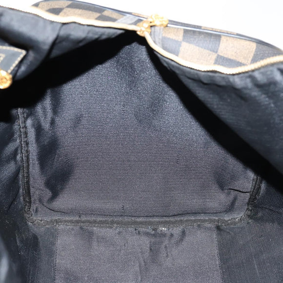 FENDI Pecan Canvas Boston Bag PVC 2way Black Brown Auth 141408