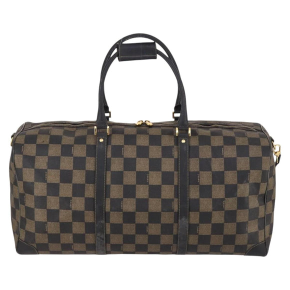 FENDI Pecan Canvas Boston Bag PVC 2way Black Brown Auth 141408