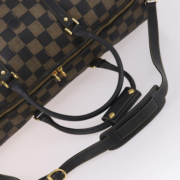 FENDI Pecan Canvas Boston Bag PVC 2way Black Brown Auth 141408