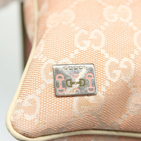 GUCCI GG Canvas Sherry Line Shoulder Bag Pink Silver khaki 145809 Auth 141421