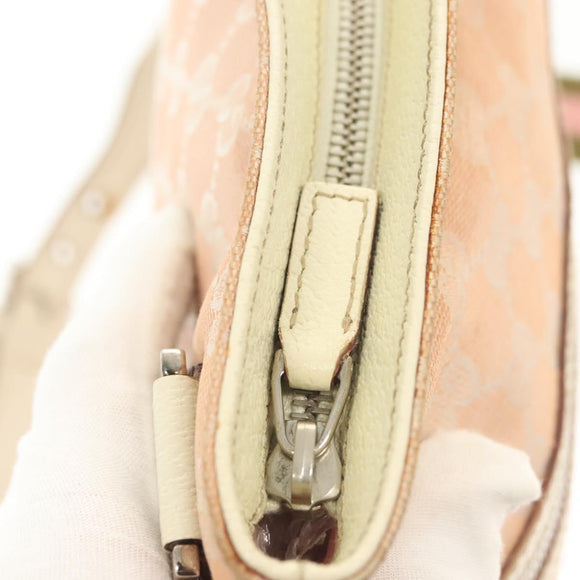 GUCCI GG Canvas Sherry Line Shoulder Bag Pink Silver khaki 145809 Auth 141421