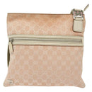 GUCCI GG Canvas Sherry Line Shoulder Bag Pink Silver khaki 145809 Auth 141421-2