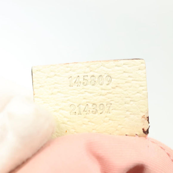 GUCCI GG Canvas Sherry Line Shoulder Bag Pink Silver khaki 145809 Auth 141421