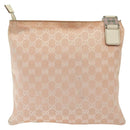 GUCCI GG Canvas Sherry Line Shoulder Bag Pink Silver khaki 145809 Auth 141421-3