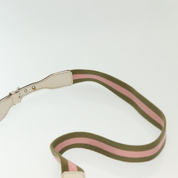 GUCCI GG Canvas Sherry Line Shoulder Bag Pink Silver khaki 145809 Auth 141421