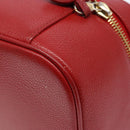 CHANEL Vanity COCO Mark Cosmetic Pouch Caviar Skin Red Gold CC Auth 141426-15