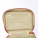 CHANEL Vanity COCO Mark Cosmetic Pouch Caviar Skin Red Gold CC Auth 141426-10