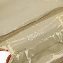 CHANEL Vanity COCO Mark Cosmetic Pouch Caviar Skin Red Gold CC Auth 141426-11