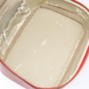 CHANEL Vanity COCO Mark Cosmetic Pouch Caviar Skin Red Gold CC Auth 141426-12