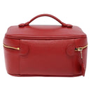 CHANEL Vanity COCO Mark Cosmetic Pouch Caviar Skin Red Gold CC Auth 141426-2