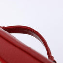 CHANEL Vanity COCO Mark Cosmetic Pouch Caviar Skin Red Gold CC Auth 141426-8