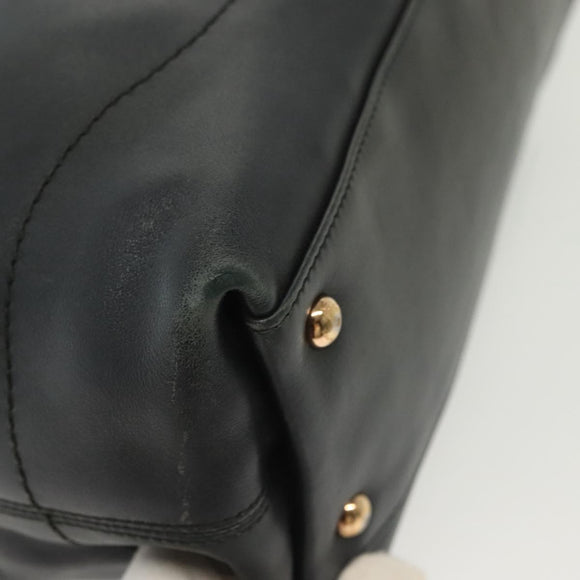 Salvatore Ferragamo Gancini Hand Bag Leather 2way Navy Gold Auth 141427