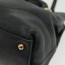 Salvatore Ferragamo Gancini Hand Bag Leather 2way Navy Gold Auth 141427-13