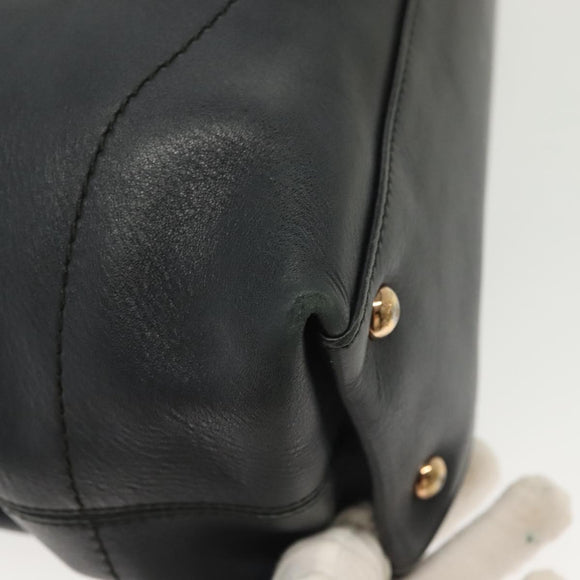 Salvatore Ferragamo Gancini Hand Bag Leather 2way Navy Gold Auth 141427