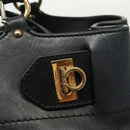 Salvatore Ferragamo Gancini Hand Bag Leather 2way Navy Gold Auth 141427-17