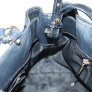 Salvatore Ferragamo Gancini Hand Bag Leather 2way Navy Gold Auth 141427-21