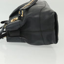 Salvatore Ferragamo Gancini Hand Bag Leather 2way Navy Gold Auth 141427-5