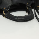 Salvatore Ferragamo Gancini Hand Bag Leather 2way Navy Gold Auth 141427-7
