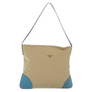 PRADA Shoulder Bag Canvas Beige Silver Auth 141428-1