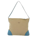 PRADA Shoulder Bag Canvas Beige Silver Auth 141428-13